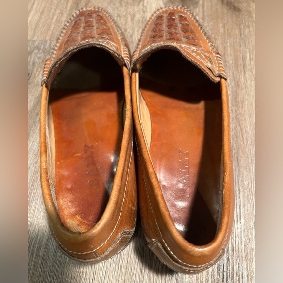 Vintage Bally Woven Men’s Leather Loafer Tan Brown Size 8